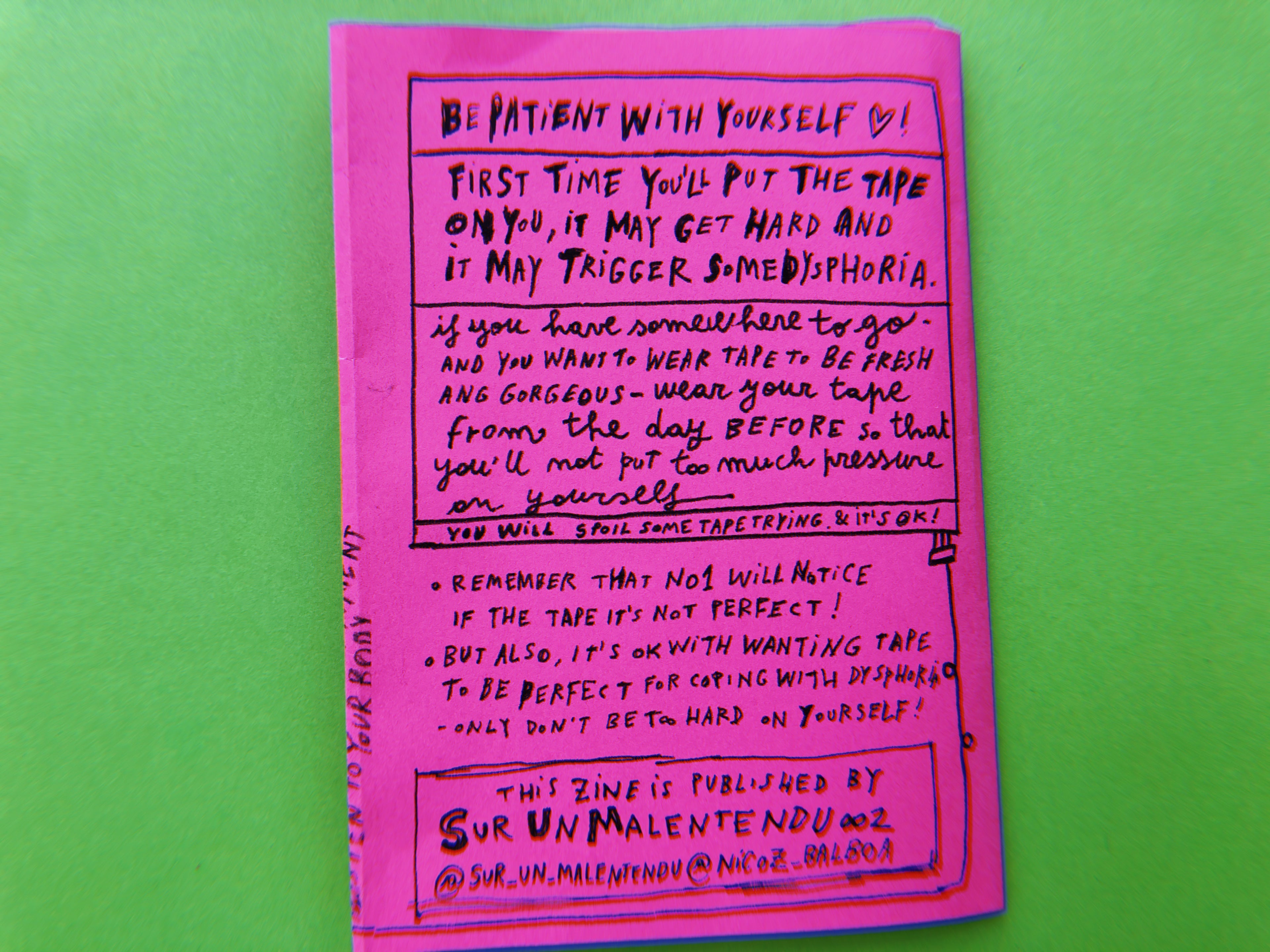 Zine for safely bind your chest