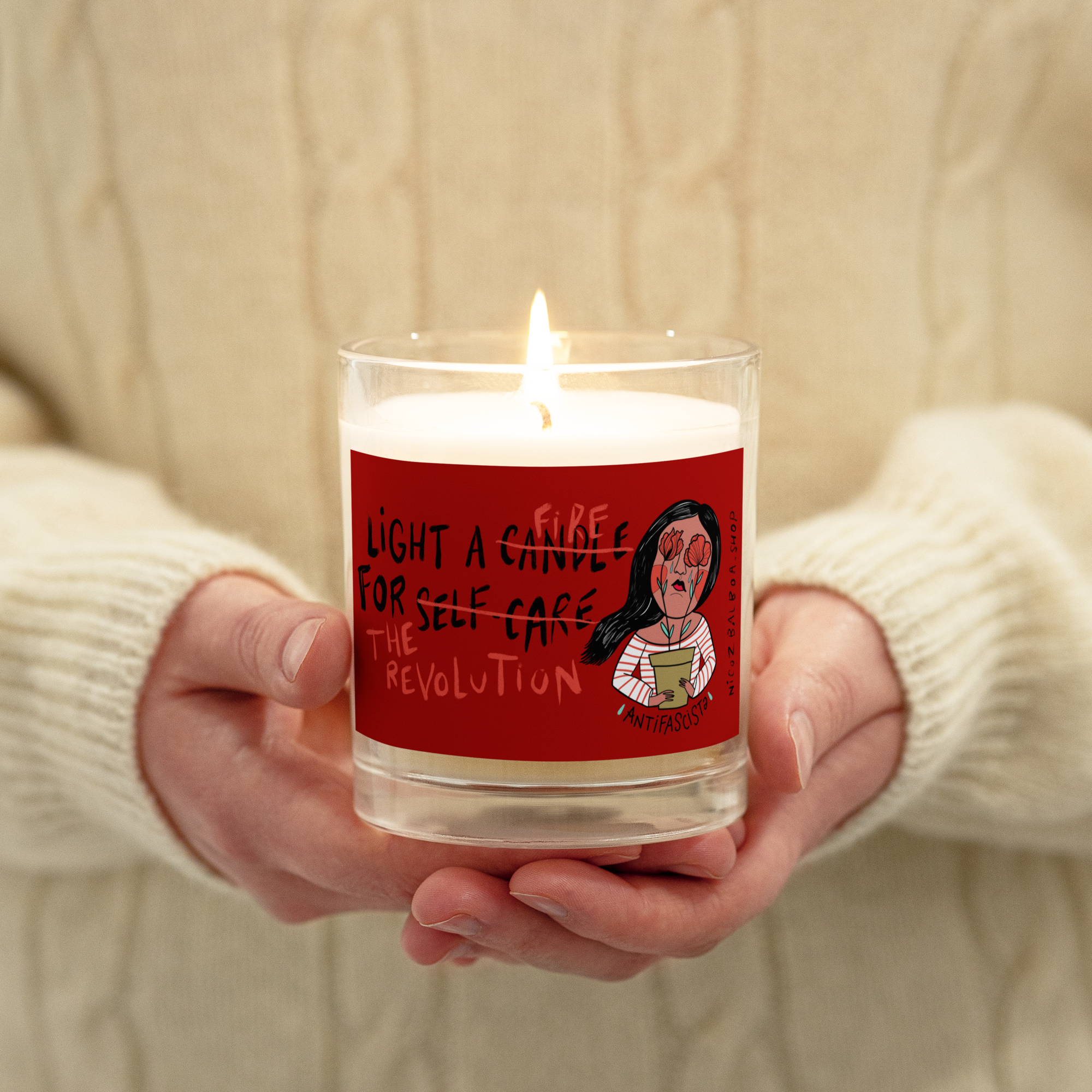 ANTIFASCIST aka Light A Candle For The Revolution - Glass Jar Soy Candle