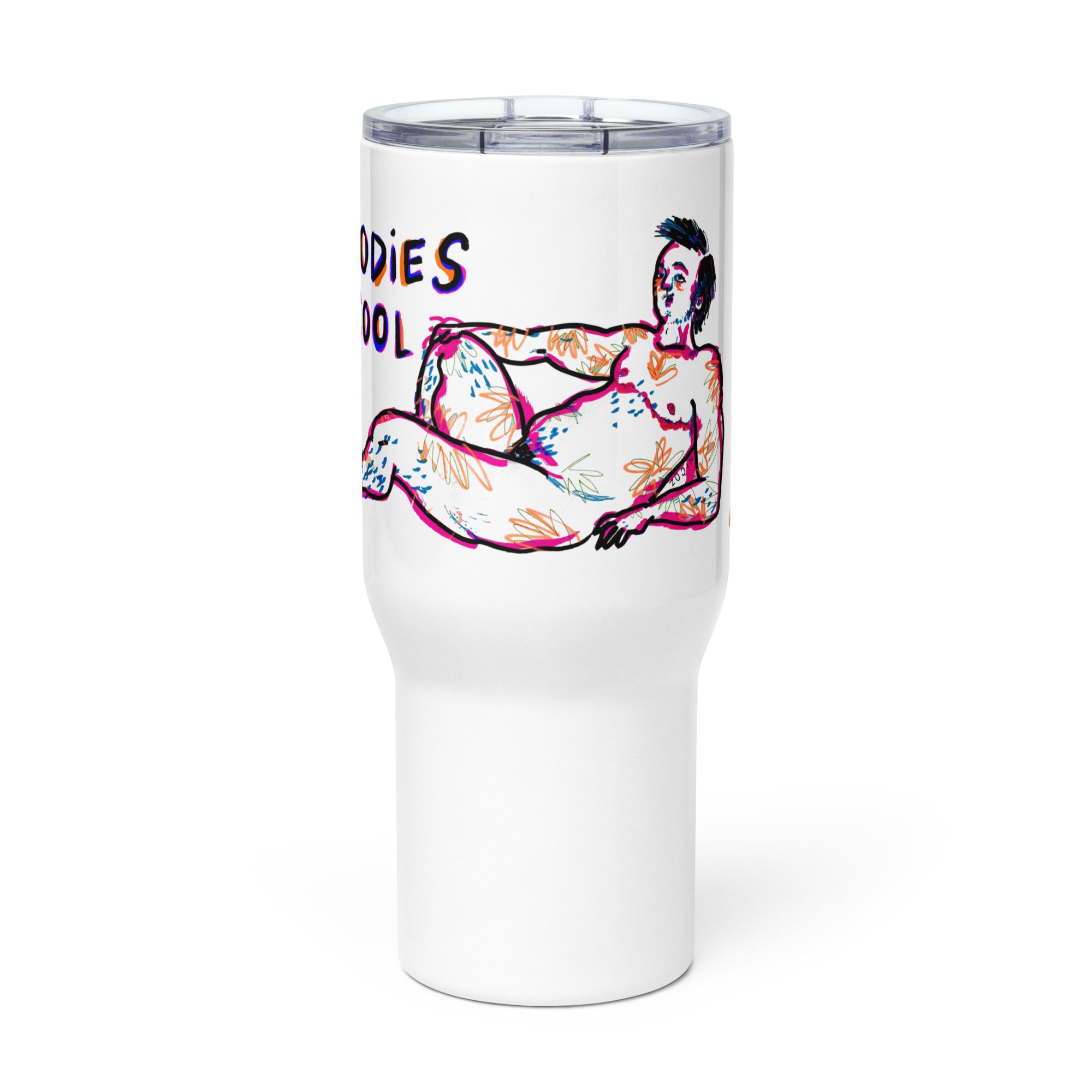 All Bodies Are Cool — Queer Travel Mug (Body Positive Stainless Steel Mug with Handle)